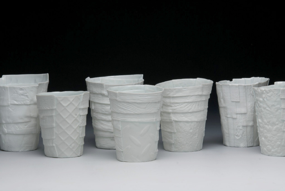 Cups by objective clay artist Bryan Hopkins.