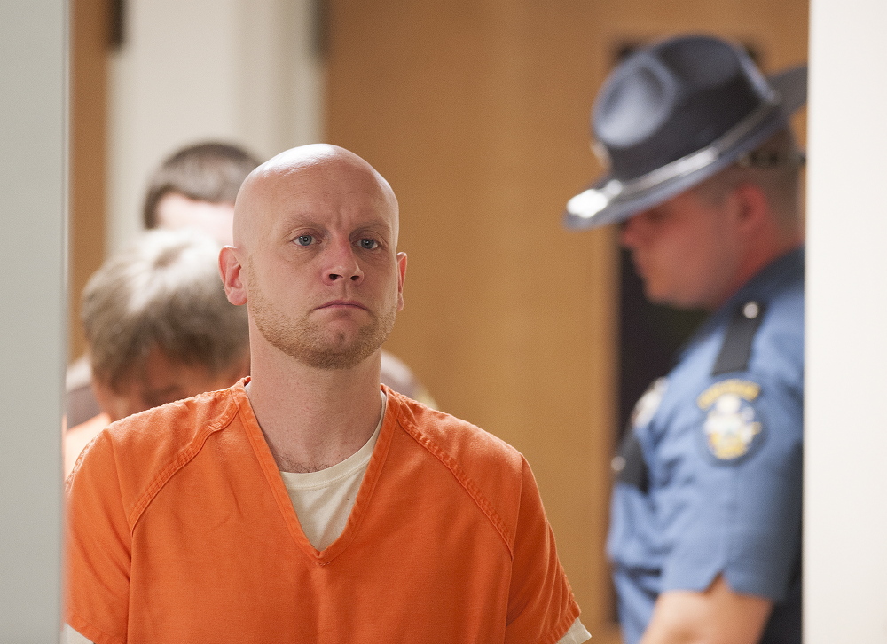 Robert Burton enters the Piscataquis County Superior Court last August. Burton is charged with murder in the June 5, 2015, shooting of Stephanie Ginn Gebo of Parkman. He was a fugitive for nine weeks before he turned himself in. Jury selection in his trial begins Aug. 22.