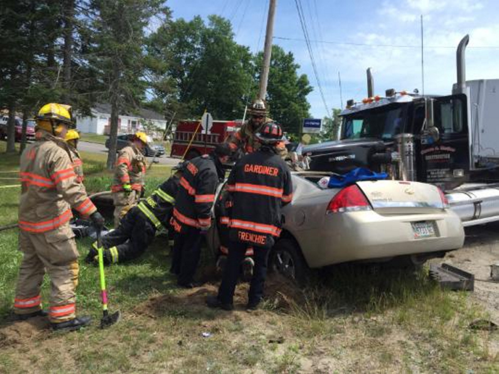 A commercial truck and a sedan collided Tuesday in Litchfield around 11 a.m. causing serious injuries.