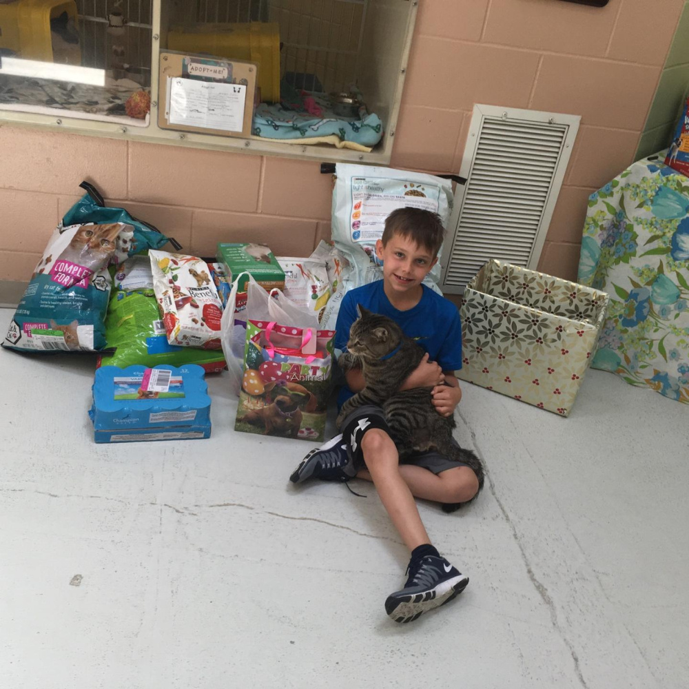 Zack Waddell, 9, of Augusta, decided, in lieu of presents at his 9th birthday party, to ask for donations for the animal shelter.