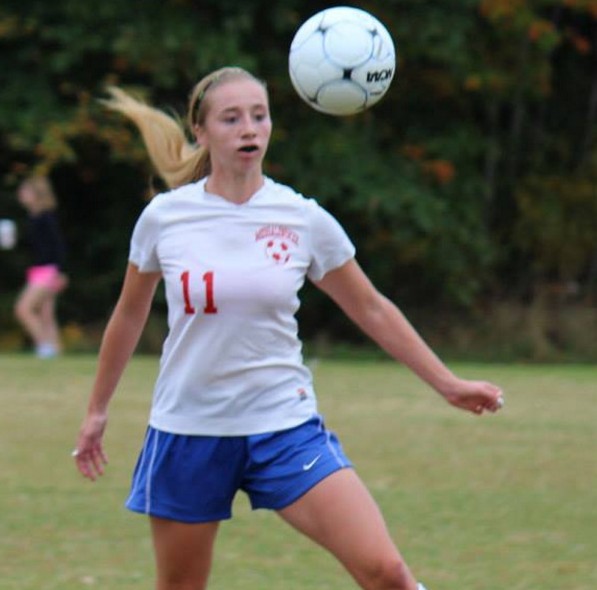 Cassidy Charette, seen her playing for Messalonskee High School as a sophomore, wore No. 11 during her soccer career.