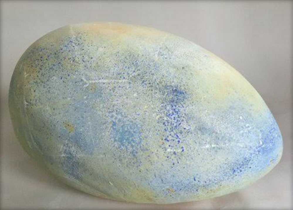 Gail Savitz' series of ceramic egg forms will be on view July 29-Sept. 3 at Harlow Gallery in Hallowell.