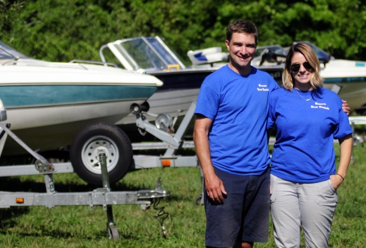Owners Andrew Hench and Kristin Angell at Beacon Boat Rental on Saturday in Wayne.