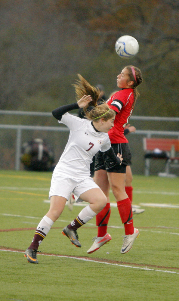 In October 2011, Melanie Vangel, foreground, was playing in the Western Class A semifinal girls' soccer game for Cape Elizabeth.