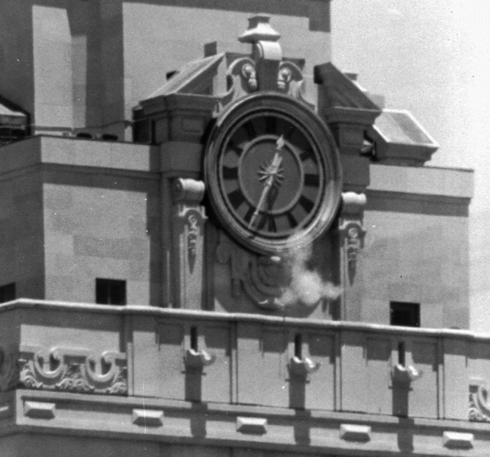 A new memorial marking Charles Whitman's rampage from a university tower, above, will be unveiled on the same day a new law allows Texas students to bring guns onto campuses.