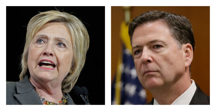 Democratic presidential candidate Hillary Clinton and FBI Director James Comey