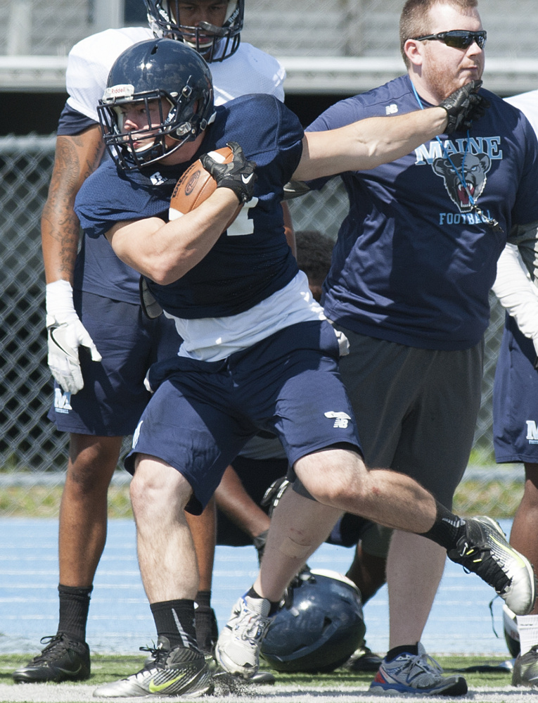 Cheverus High graduate Joe Fitzpatrick could play a key role for the University of Maine football team's offense as a power running back. The 5-foot-10, 222-pound sophomore rushed for 63 yards in limited action last fall.