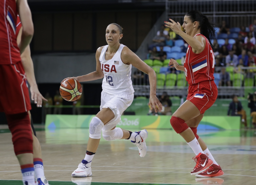 U.S. guard Diana Taurasi dribbles in the second half of Wednesday's game against Serbia in Rio de Janeiro. Taurasi scored 25 points as the United States defeated Serbia, 110-84.