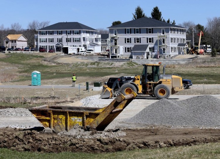Apartments under construction at Blue Spruce Farm in Westbrook in April (Photo by Derek Davis/Staff Photographer)
