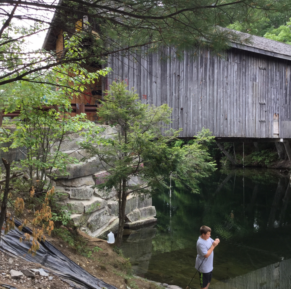 Just outside of Gorham on Hurricane Road, the historic Babb's Bridge spanning the Presumpscot River marks a popular swimming hole where rope swings are the main attraction for swimmers, but jumping from the bridge is strictly prohibited.