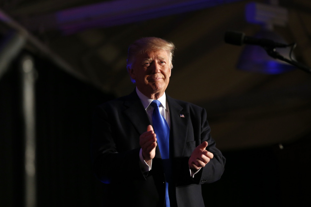 Republican presidential candidate Donald Trump arrives to speak at a campaign rally in Manchester, N.H., on Thursday. Based on his interview with Anderson Cooper on CNN on Thursday, he might be hesitant to grant more interviews with a network other than Fox.