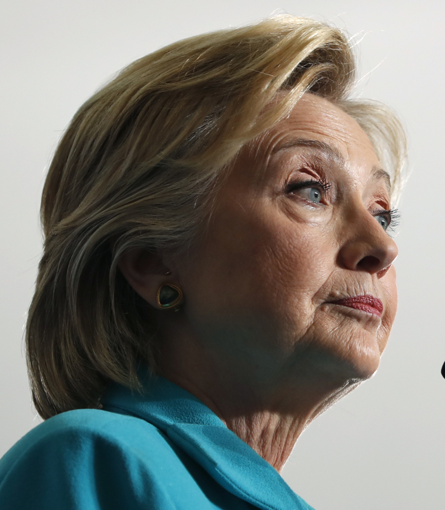 Hillary Clinton pauses as she speaks at a campaign event at Truckee Meadows Community College, in Reno, Nev., on Thursday.