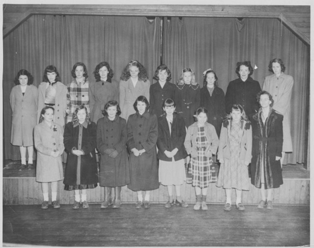 This photo of Jefferson 4-H girls with their leaders in the 1950s will be a feature of the Jefferson Historical Society's annual Open House and Exhibit Day on Saturday, Aug. 6. The photo will be a part of an exhibit on the 1950s in Jefferson and Jefferson celebrations through the years. In front, from left, are Dottie Packard, Veneta Peaslee, Trudi Hodgkins, Elwilda Bryant, Faith MacDonald, unknown, Charlotte Lermond and leader Ada Packard. In back, from left, are Jean Ogilvie, Nancy Hixon, Shirley Hallowell, Patty Jones, Connie Wilson, Gertrude Pierpont, Jean Tilton and Sheila Jackson, and leaders Nat Chamblee and Doris Tilton.