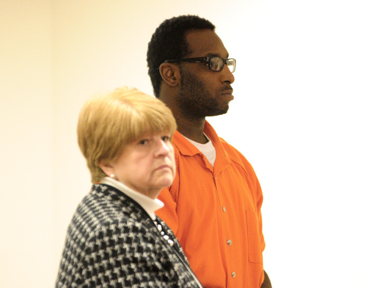 Defense attorney Pamela Ames stands next to David W. Marble Jr., 29, of Rochester, New York, during a December hearing at the Capital Judicial Center in Augusta. Marble is charged with two counts of murder in connection with the slayings of Augusta residents Bonnie Royer and Eric Williams.
