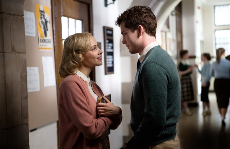 Sarah Gadon, left, and Ben Rosenfield in a scene from "Indignation."