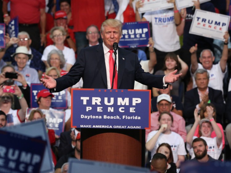 Republican presidential candidate Donald Trump, shown at a rally at Ocean Center in Daytona Beach, Fla., on Wednesday, contends that voter fraud is rampant, despite multiple studies that show otherwise.