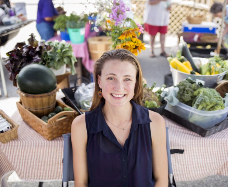 Emilie Knight visits a farmers market in Fairfield.