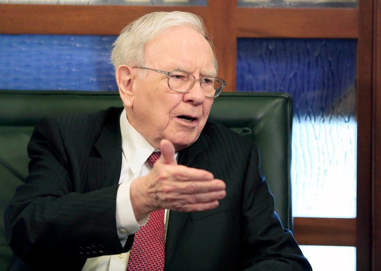 Warren Buffett speaks during an interview with Liz Claman on the Fox Business Network in Omaha, Neb., in 2015.  (Associated Press)