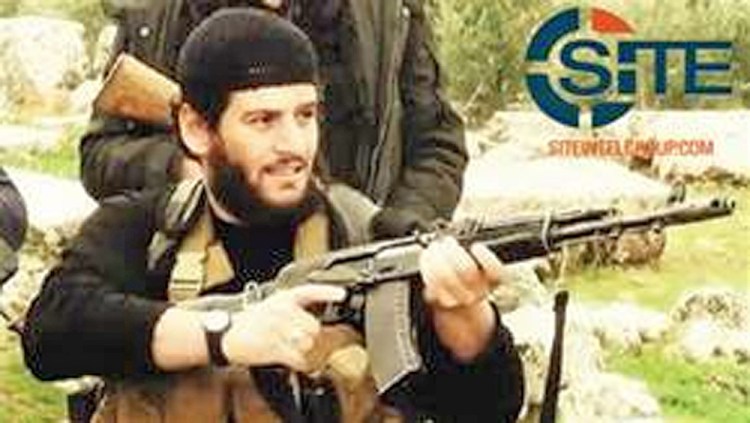 The Islamic State group says it spokesman, Abu Muhammed al-Adnani, was "martyred" in northern Syria. SITE Intel Group via AP