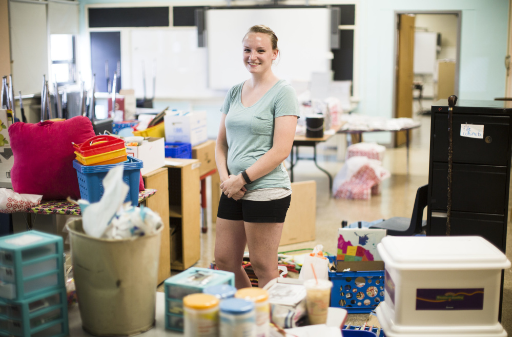 Shannon Raftery, a kindergarten teacher in the cash-poor Philadelphia school system, resorts to crowdfunding to supplement the money she has taken out of her paychecks to pay for classroom supplies.