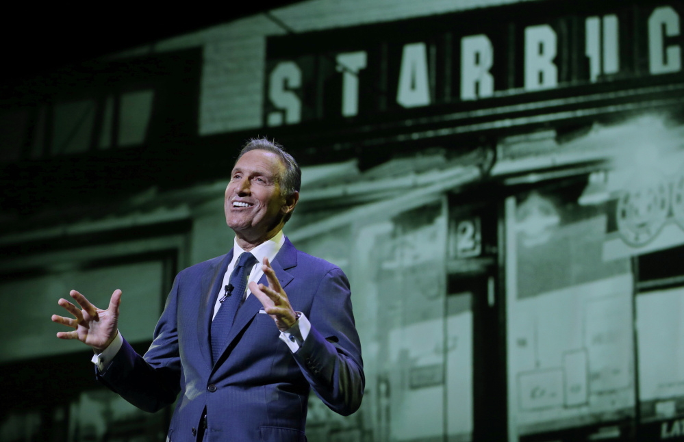 Asked Wednesday whether he might consider running for president, Starbucks CEO Howard Schultz laughed, then said, "I'm still a young man. Let's see what the future holds."