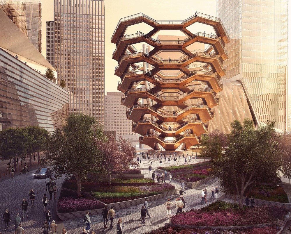 This artist's rendering shows "Vessel," a $150 million sculpture planned for a public plaza in New York City.