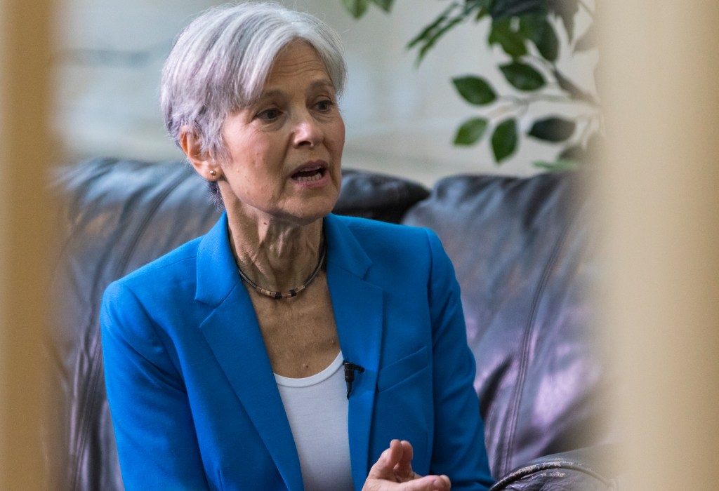 Green Party presidential candidate Jill Stein speaks to reporters before a talk at the University of Southern Maine in September. Stein has raised more than $5 million for election recounts in three states, and on Friday requested a recount in  Wisconsin.