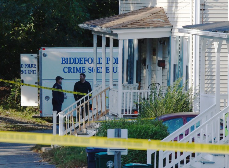 State and Biddeford police are investigating the shooting death of a man early Monday morning at 68-70 West Cutts Street. (Photo by Gregory Rec/Staff Photographer)