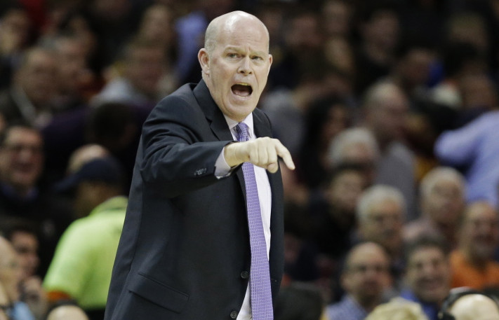 Charlotte Hornets head coach Steve Clifford shouts out instructions during an Dec. 15, 2014 game against the Cavaliers in Cleveland.