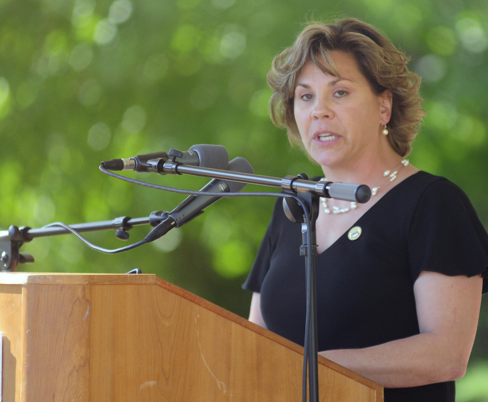 Student Ellen Stoops speaks during University of Maine at Augusta's Convocation on Friday on campus in Augusta.