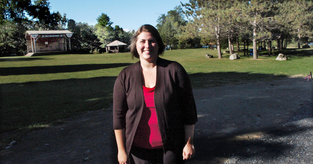 Amanda McCaslin, the new Winslow Parks and Recreation director, stands Thursday at Fort Halifax Park, where she would like to organize schoolchildren tours as part of new department goals.