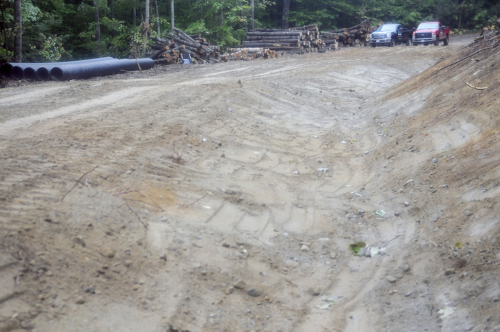 A new road and culverts on Monday at the Jamies Pond Wildlife Management Area in Manchester. Logging crews are harvesting wood at the 840 acre parcel of land managed by the Department of Inland Fisheries and Wildlife.
