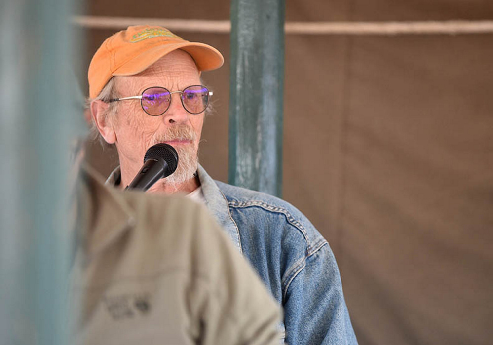 John Bunker speaks during an apple tasting event at the Common Ground Country Fair in Unity on Saturday. Bunker writes the Fedco Tree catalog and is an expert in apple identification.