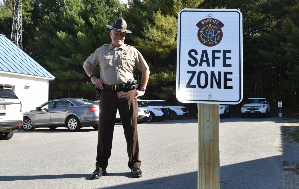 Franklin County Sheriff Scott Nichols stands in a newly established "safe zone" at the sheriff's office in Farmington on Thursday.