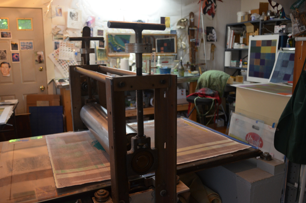 Margo Ogden's in-home printmaking studio.