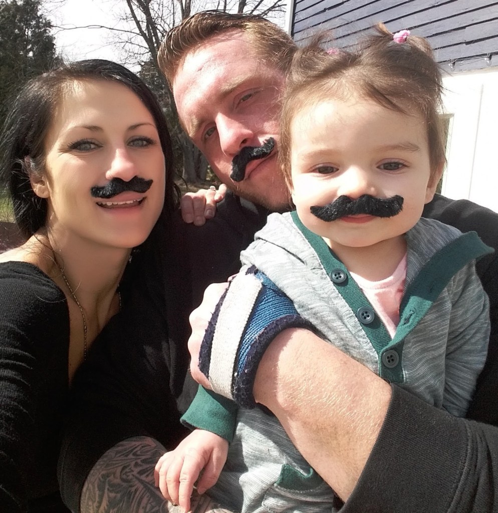 Devon Higgins, shown with a former girlfriend, Tiffany Voisine, and her daughter, Lily. “He was doing really well at masonry and was planning to start his own business with a friend,”  Voisine said.