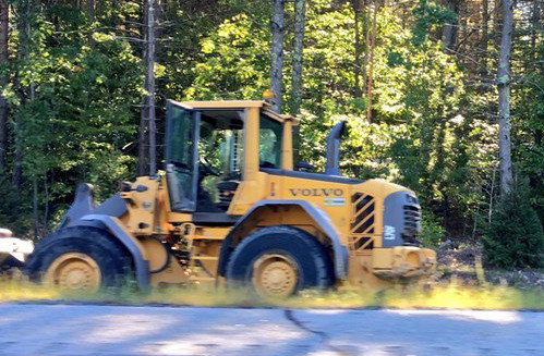 Matthew Fortin and Shawn Demarest, both 14, are accused of stealing this front-end loader in West Gardiner on Sept. 12.  and leading police on a low-speed chase. <em>Photo courtesy of WCSH</em>