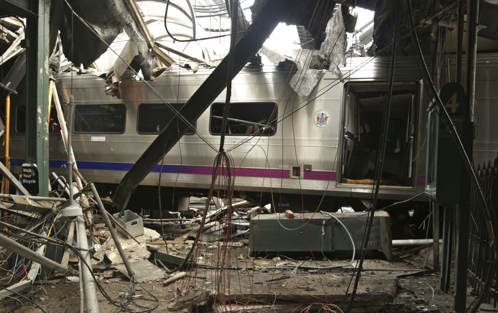 Federal investigators estimate that this commuter train was traveling two to three times the 10 mph speed limit when it crashed into Hoboken Terminal in New Jersey on Thursday.