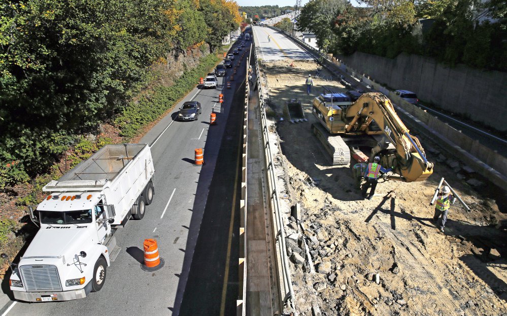 A section of Route 1 in Bath, known as the viaduct, is closed for construction with all traffic being diverted through the city center.