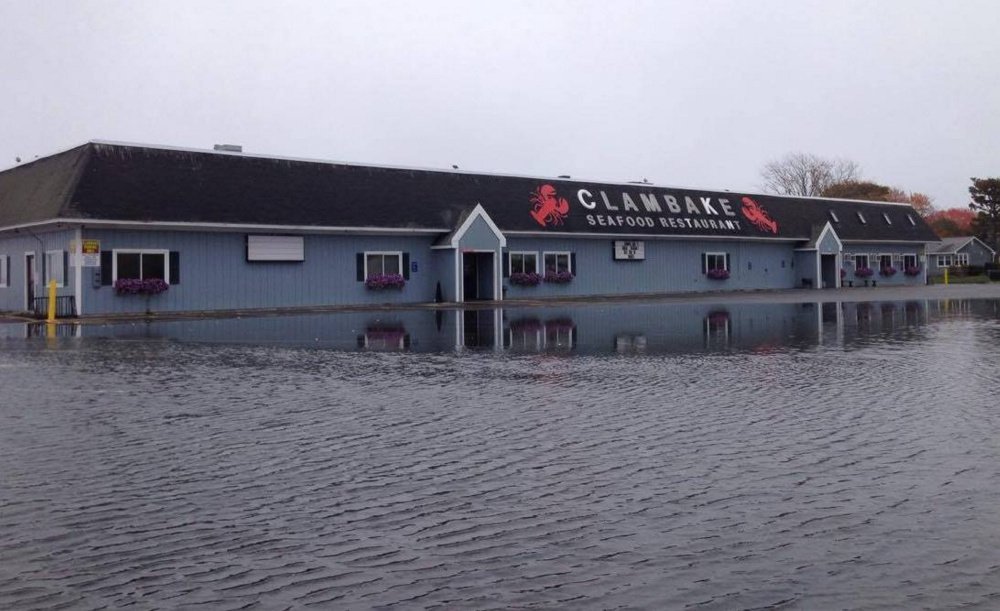 The Clambake restaurant at Pine Point in Scarborough got swamped by Tuesday afternoon's astronomically high tide.