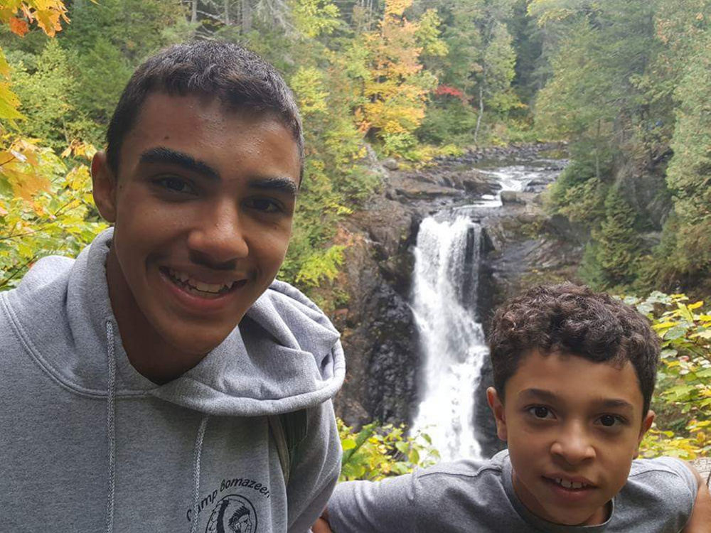 Daimian Lewis and Dominick Lewis II, Scouts from Troop 401 in Sidney visited Moxie Falls.