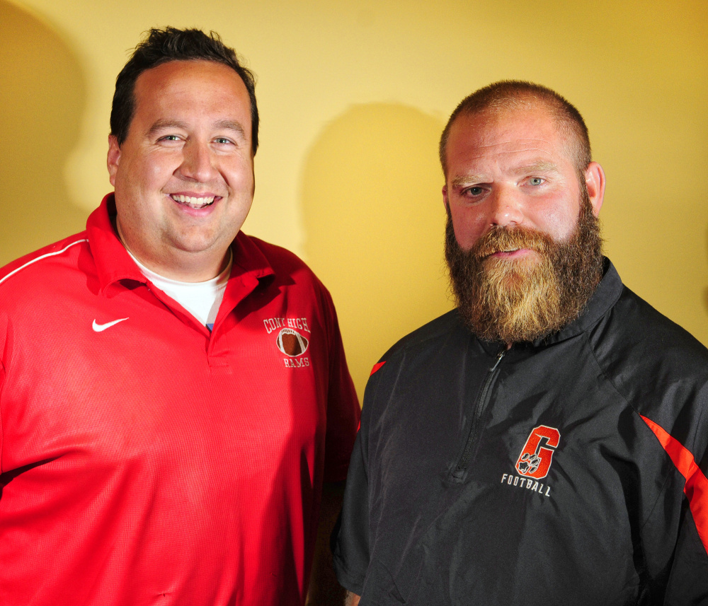 Cony football coach B.L. Lippert and Gardiner coach Joe White will square off Friday night in the annual Cony-Gardiner rivalry game in Gardiner.