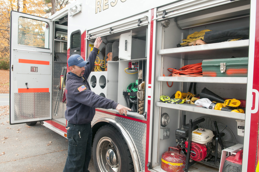 Pittston Fire Chief Jason Farris talks about the department's recently acquired used truck Thursday at the fire station.