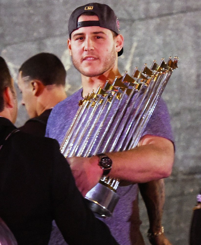 Hours after the game, with sunrise near, Anthony Rizzo and the Cubs showed up at Wrigley Field with a World Series trophy.