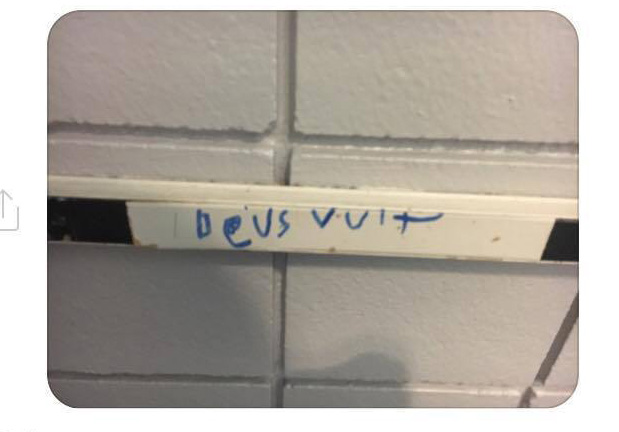 This image of the graffiti was posted on the Portland Racial Justice Congress Facebook page.