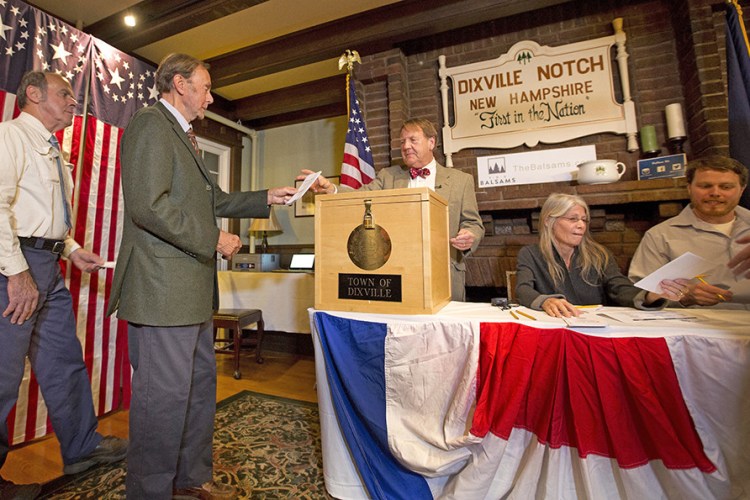 Voters in Dixville Notch, Va., cast their ballots just after midnight Tuesday  in Dixville Notch, N.H. 