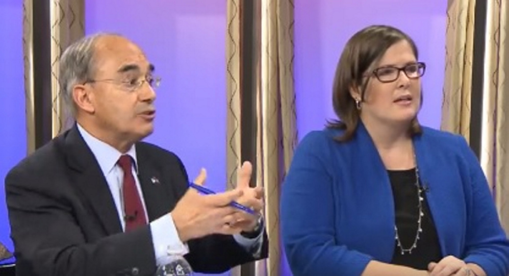 U.S. Rep. Bruce Poliquin, R-2nd District, debates Democratic challenger Emily Cain on Oct. 26 in a forum hosted by NBC affiliate WCSH6.