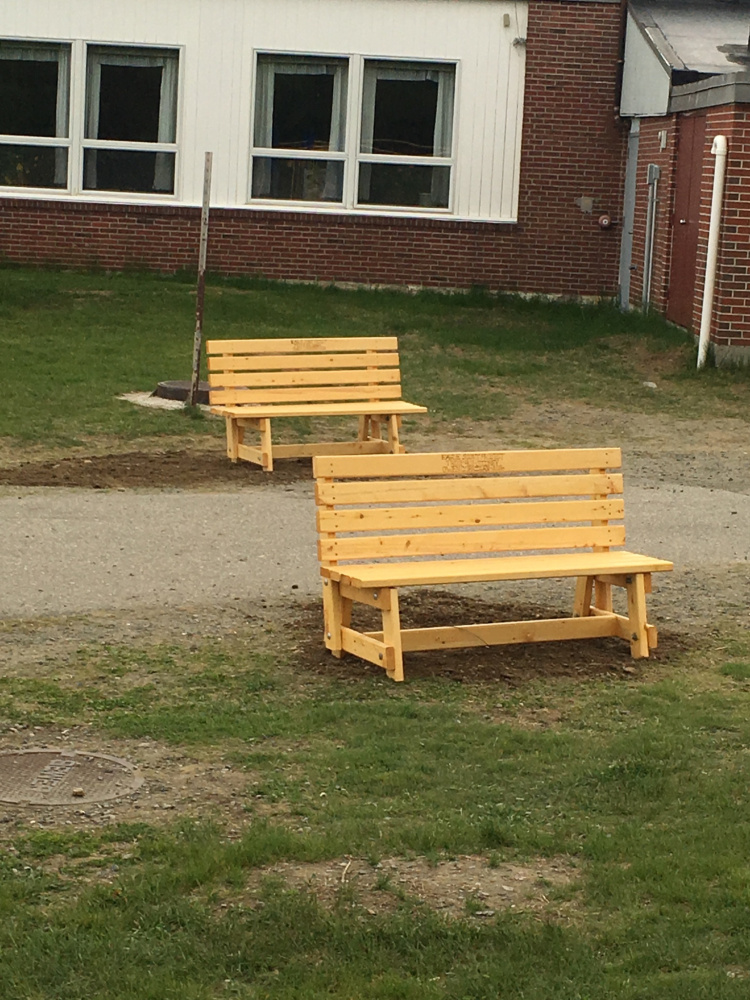 As his Eagle Scout Project, Owen Michael-Zeno Corrigan, with help from his fellow Moose Patrol Scouts and some adults, made eight garden benches for the James H. Bean School in Sidney.