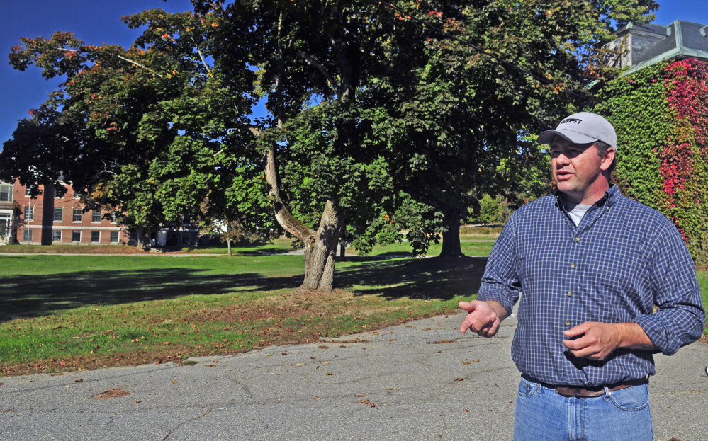Developer Matt Morrill talks about the Stevens Commons project in Hallowell during a tour in October.
