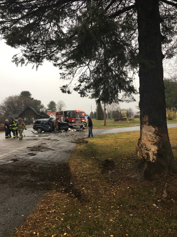 Sunday afternoon a Jeep Grand Cherokee struck a tree and rolled over on Waterville Road in Skowhegan, ejecting the vehicle's one passenger, Aja Lemieux, and injuring the driver, Aric Libby. Both were transported to Eastern Maine Medical Center in Bangor.